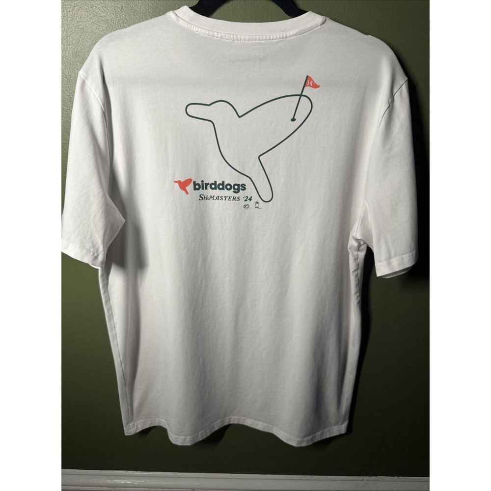 NWOT Bird Dogs Shirt Adult L White Shmasters Masters Golf Outdoor Casual Mens